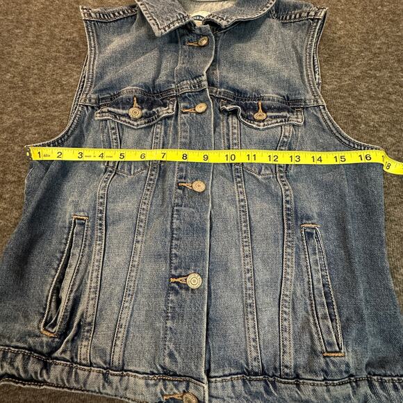 Old Navy Denim Vest Womens Medium Sleeveless 100% Cotton Button Front Vintage - Picture 6 of 12